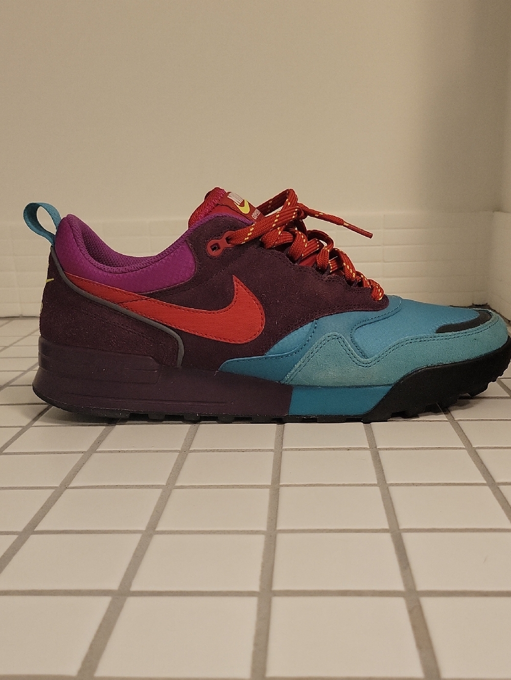 RARE Nike 'Odessey Vision' Teal, Burgundy & Red Low-Top Sneaker